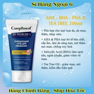 [DATE MỚI] Gel rửa mặt BHA Compliment No Problem làm sạch sâu, giảm viêm & mụn 200ml của NGA