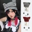 MONOSTYLE Y2K Mũ Beanie, Y2K Ngôi Sao Sọc Dễ Thương Mũ Quỷ, Tai Mũi Nhọn Chui Đầu Đan Mũ Len Thu Đông