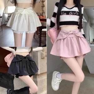 Quần váy nữ form ngắn có quần trong phối nơ lưng thun dễ thương chất vải KT Free Size