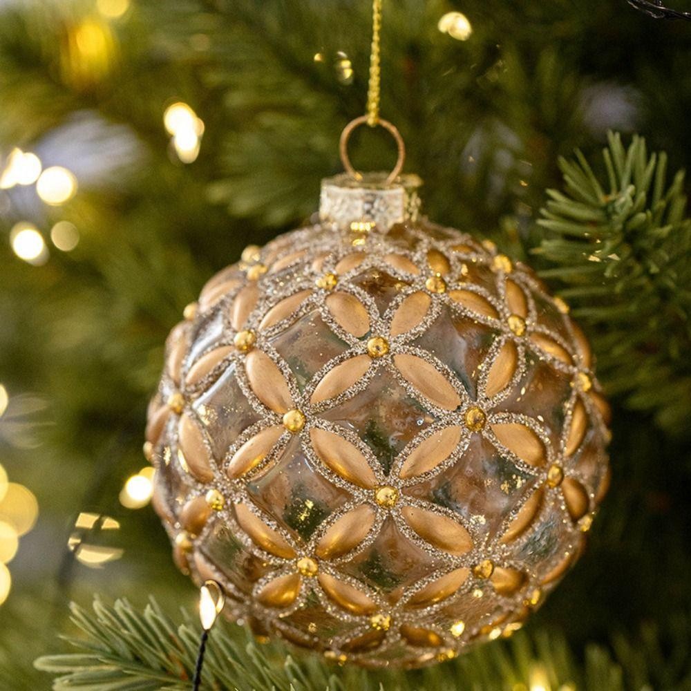 Bộ bóng Giáng sinh TPKSF98, Quả bóng cây thông Noel bằng thủy tinh 8cm, Thời trang Suspensable 6 màu Xmas Baubles Home