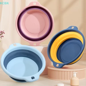 Chậu rửa giặt di động có thể gập lại bằng nhựa Du lịch Bồn rửa gấp an toàn Bồn rửa có thể gập lại Thiết bị gia dụng phòng tắm [BK]