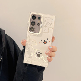 Vỏ bọc họa tiết chó con dễ thương vui vẻ cho Samsung s25 s25plus ultra Case Girly S22 S22plus S23 S23Plus s23fe s24 s24plus s24ultra Cover
