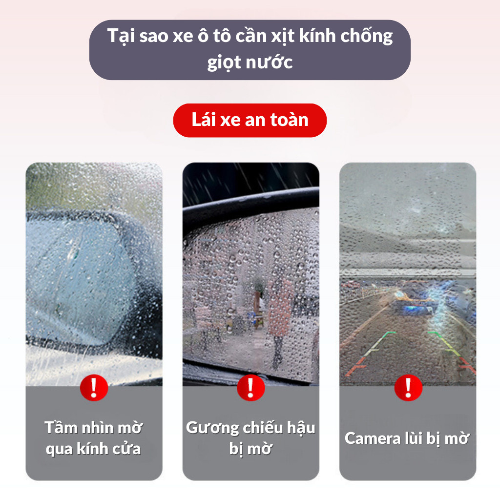 Kính ô tô chất kỵ nước ngày mưa gương chiếu hậu ô tô phun nước cửa sổ ô tô kính chắn gió kỵ nước