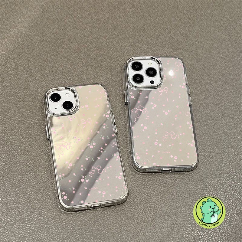Ốp Điện Thoại Gương Hoa Hồng Cho Redmi Note 14 13 12 11 Pro Plus 12 Turbo 12s 11s 10 9 Pro Max 10s 9s 9T 8 Pro 7 Pro 5G 4G Ốp Lưng Dễ Thương Sang Trọng Thắt Nơ Mềm Trang Điểm