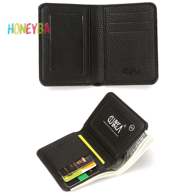 < Honeyba > Ví nam mềm thời trang bằng da họa tiết vải thiều Ví đựng tiền xu Hộp đựng thẻ lái xe