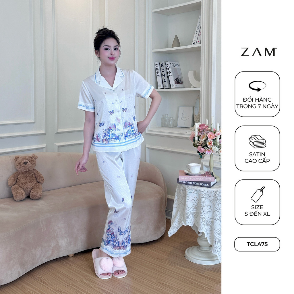 Ảnh BỘ MẶC NHÀ SHE BY ZAM - A75 - HỌA TIẾT HỒ ĐIỆP XANH 2