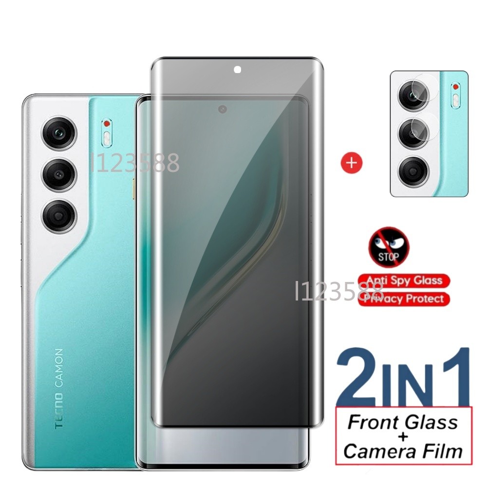 Dành Cho Tecno Camon 50 2 in1 Kính Cường Lực Riêng Tư Chống Gián Điệp Cho Tecno Camon 40 30 Pro Premier 5G 4G 2025 Camon40 40Pro Camon50 50Pro Màn Hình Riêng Tư Ống Kính Camera Bảo Vệ Mặt Trước