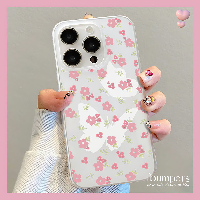 ibumpers Ốp Điện Thoại iPhone Hoa Anh Đào Màu Hồng Tươi Lãng Mạn Có Dây Buộc Dễ Thương Ốp Lưng Trong Suốt Nhám Mờ Chống Bẩn Chống Sốc Cho IPhone 16 15 14 12 13 11 Pro Max IP 7 8 Plus X XS XR