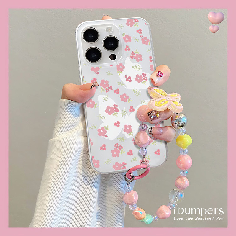ibumpers Ốp Điện Thoại iPhone Hoa Anh Đào Màu Hồng Tươi Lãng Mạn Có Dây Buộc Dễ Thương Ốp Lưng Trong Suốt Nhám Mờ Chống Bẩn Chống Sốc Cho IPhone 16 15 14 12 13 11 Pro Max IP 7 8 Plus X XS XR