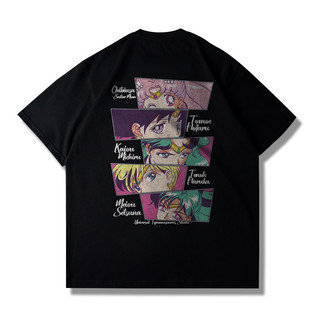 [Phải có mùa hè] Áo thun ngắn tay phối thủy thủ mặt trăng Anime Sailor Moon Joint dáng rộng hợp thời trang
