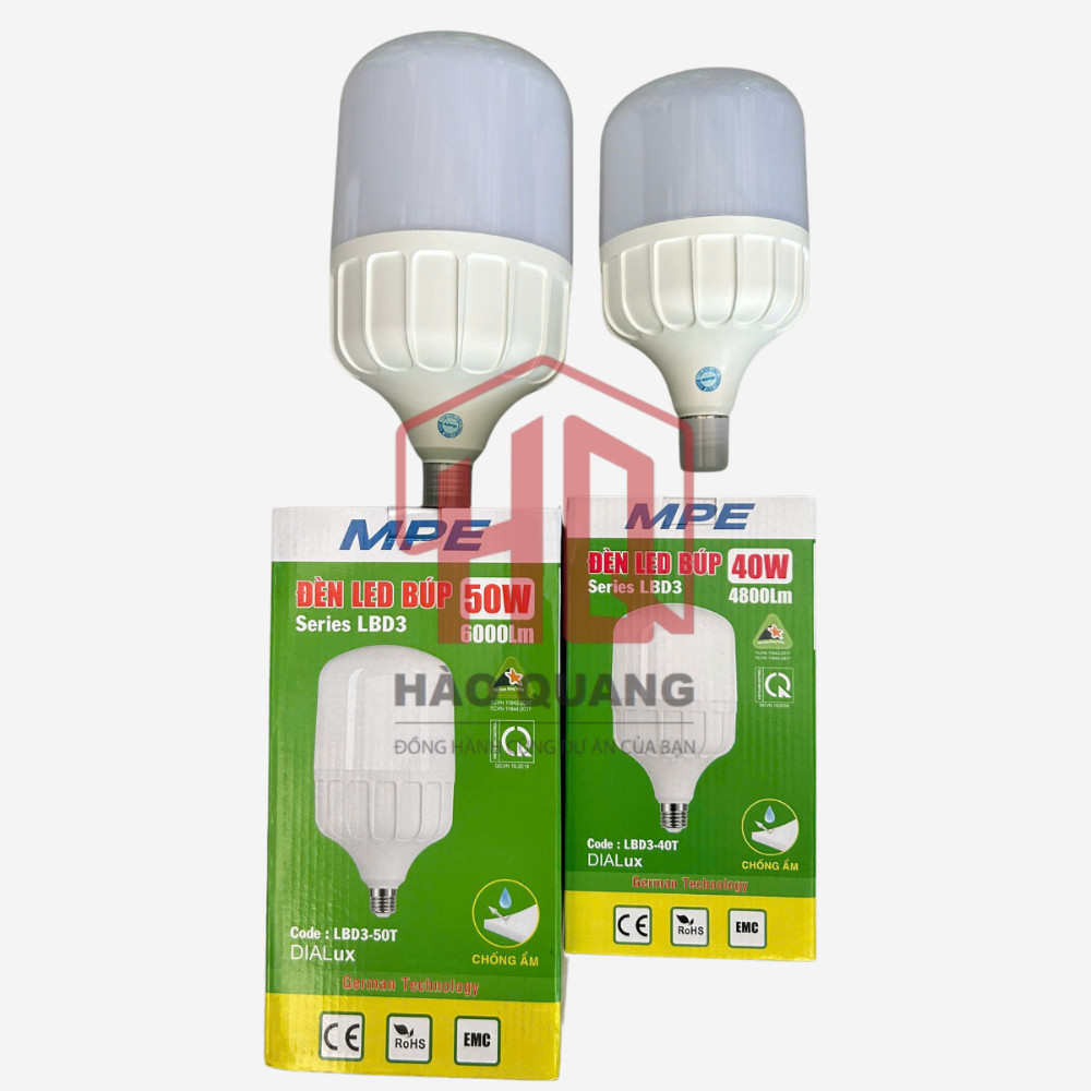 2 Bóng Đèn LED Trụ MPE Cao Cấp, Ánh Sáng Trắng Tự Nhiên, Tuổi Thọ Cao [20w-50w)