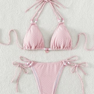 Đồ Bơi Nữ Chấm Dệt Trái Tim Dây Hai Mảnh Bikini Đồ Bơi