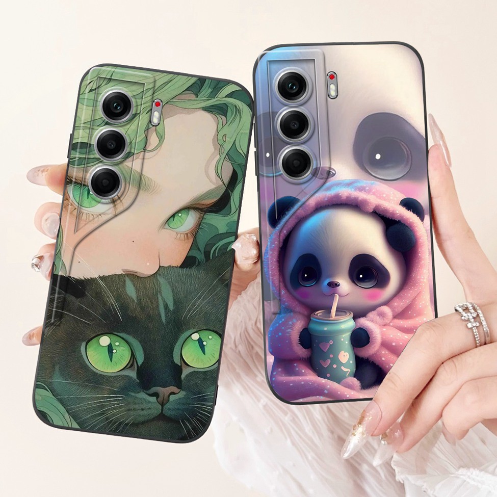 Tecno Camon 40 CM5 Ốp điện thoại Techno Camon 40 Ốp điện thoại Silicon Sang Trọng Tình Yêu Mèo Dễ Thương Họa Tiết Gấu Trúc Vỏ Chống Sốc Ốp điện thoại