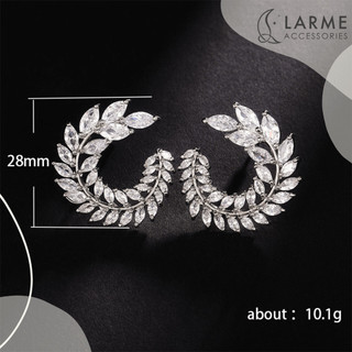 Khuyên tai nữ size lớn sang trọng, khuyên tai tròn đính đá cô dâu Larme accessories -KT294