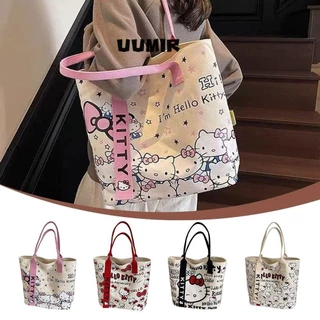 Túi vải nữ UUMIR, Túi Tote Hello Kitty hoạt hình, Túi đeo vai Sanrio dung tích lớn thời trang