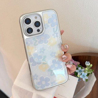 [Sheren] Vỏ điện thoại iPhone Gilt Blue Flower Thích hợp cho i16 15 14 13 12 11 pro max Vỏ bảo vệ chống sốc