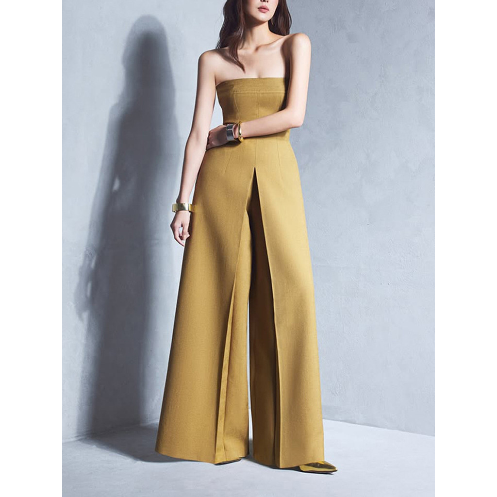 Thời Trang Thường Ngày Jumpsuit Nữ Mùa Hè 2025 Phong Cách Mới Dây Màu Trơn Slim-fit Cao Cấp Sling Quần Thẳng
