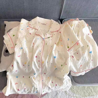 Bộ Đồ Ngủ Mới Nữ Mùa Hè Mây cotton Đôi Ngắn Bé Gái Dễ Thương Viền Nhỏ Tay Ngắn Quần short Nhà Quần Áo Phù Hợp Với Bán Buôn