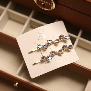MAUROPOLI [Sẵn sàng] Cặp pha lê phong cách mới Kẹp nơ trán Nổ Kẹp tóc Kẹp phẳng Phụ kiện tóc Mũ đội đầu đính đá Kẹp bên
