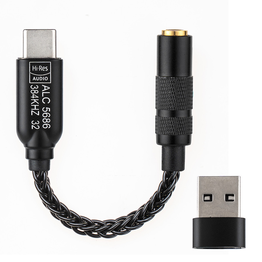 Bộ khuếch đại tai nghe Dac Realtek ALC5686 USB-C sang 3,5mm với bộ giải mã kỹ thuật số và bộ chuyển đổi Hifi Dac Type-C sang 3,5mm