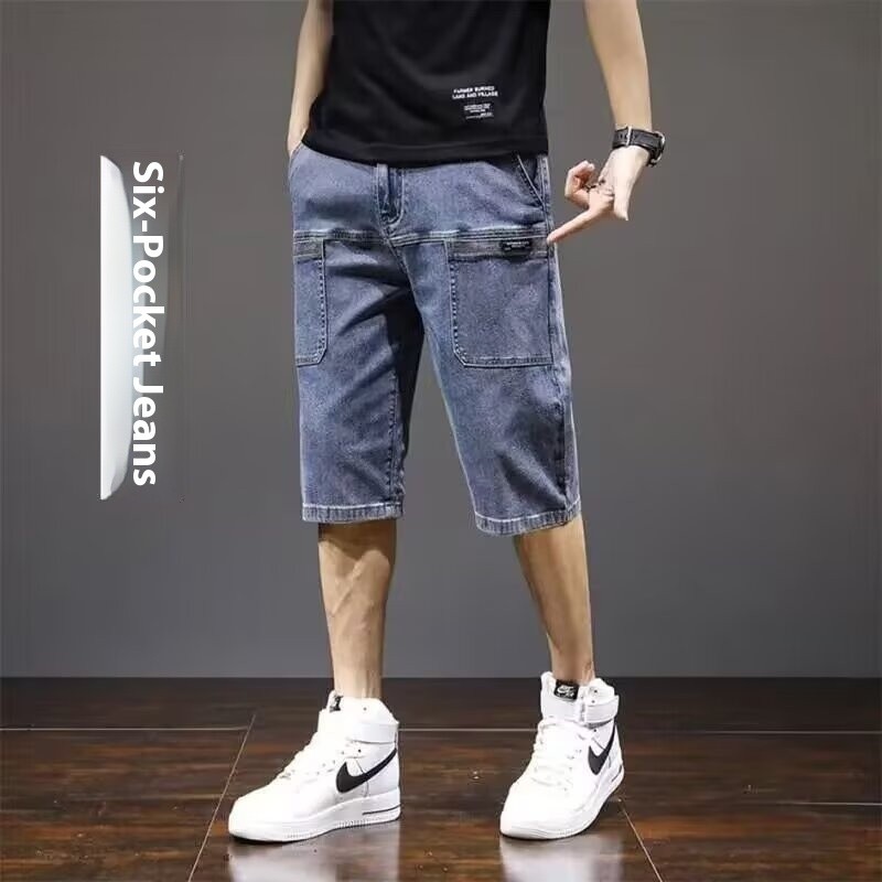 Quần Jean Nam Quần Short Mùa Hè Co Giãn Giặt Quần Short Rời Thường Ngày