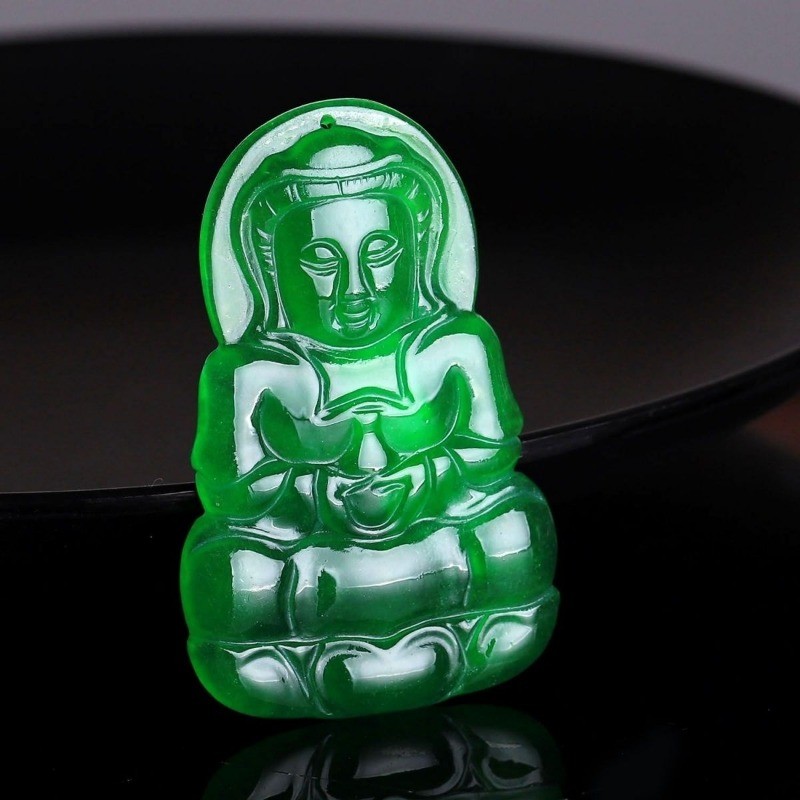 Mặt dây chuyền ngọc bích tự nhiên Mặt dây chuyền Guanyin Mặt dây chuyền Đá Ngọc Vòng cổ Nam Nữ Phong cách