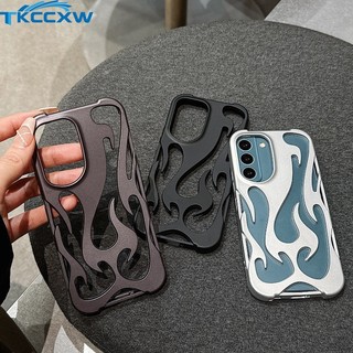 Ốp Điện Thoại Họa Tiết Ngọn Lửa 3D Mới Cho Samsung Galaxy S24 S23 S22 Ulltra A06 A16 A14 A15 A54 A55 Thời Trang Rỗng Mỏng Chống Sốc Bảo Vệ Mềm