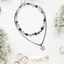Vòng cổ choker hình ngôi sao thanh lịch KIN với hạt đen Dây da PU có thể điều chỉnh