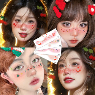 [Random1pc] Nhãn dán hình xăm mặt Giáng sinh - Đề can hình xăm hình ông già Noel nai sừng tấm chống nước - Đề can hình xăm giả trang điểm - Hình xăm giả thực tế - Sản phẩm trang trí Giáng sinh
