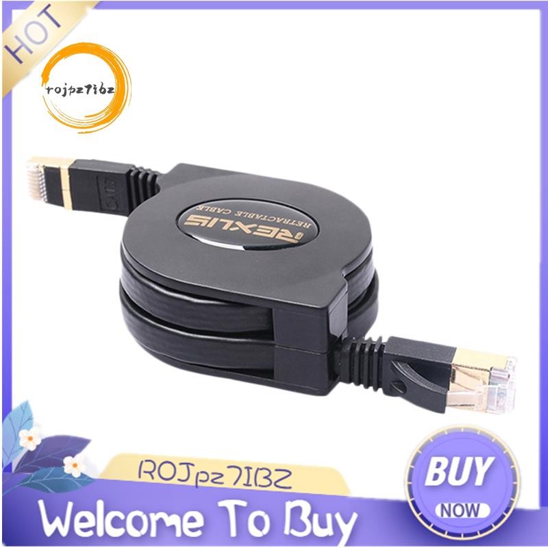 REXLIS 5FT Cat7 RJ45 Cáp LAN có thể điều chỉnh Cáp Ethernet có thể thu vào Cáp mạng Internet phẳng cho bộ định tuyến máy tính Laptop