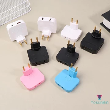Yosunbin] Ổ cắm xoay 180 độ Bộ chuyển đổi phích cắm EU 3 trong 1 Du lịch EU Cắm mở rộng đa lỗ cắm không dây mỏng Ổ cắm chuyển đổi ổ cắm MỚI