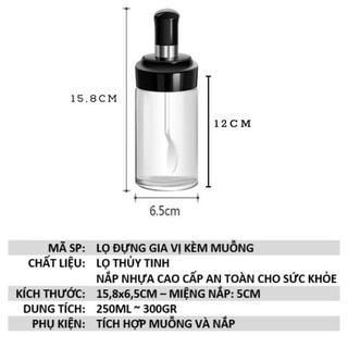 [Kho sỉ] Combo 150 Hũ đựng gia vị  thuỷ tinh kèm muỗng - Lọ đựng gia vị chất liệu thủy tinh kèm thìa - Hùng Home