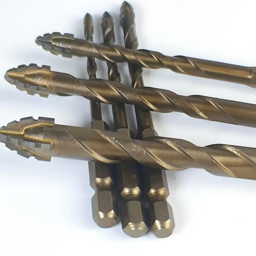 Bộ mũi khoan gạch 4 lớp BAMBOOB chân lục giác có răng cưa đa chức năng cho dụng cụ khoan, 4/6 chiếc