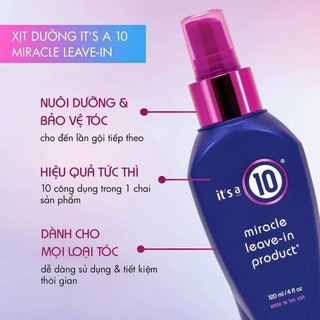 Xịt dưỡng diệu kỳ It’s A 10 Miracle Leave in Product 295.7ml ( New 2022 )