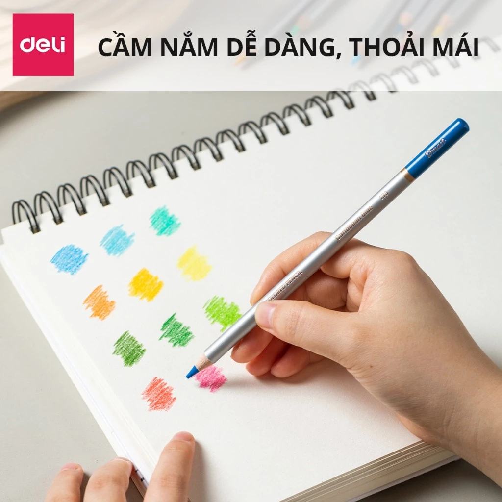 [TẶNG GỌT+TẨY] Bút Màu Chì Gốc Dầu Dmast Cao Cấp Deli - Chì Hộp Thiếc Màu Đậm, Blend Tốt, Ruột To 4.
