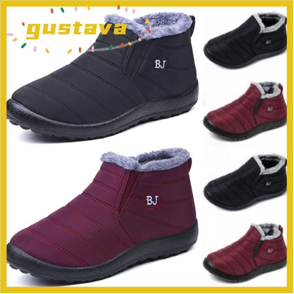 GUSTAVA Mùa Đông Boot Nữ, Đế Chống Trơn Trượt Chống Thấm Nước Slip On Snow Fur Shoes, Giày Bốt Mắt Cá Chân Ngoài Trời Mùa Đông Ấm Áp Flat Botas Mujer Woman
