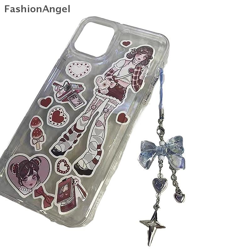 Fashionangel Sáng Tạo Handmade Xanh Nơ Trong Suốt Trái Tim Hạt Dây Quyến Rũ Dây Đeo Ngôi Sao Dễ Thương Nút Thắt Mặt Dây Chuyền Cô Gái Người Phụ Nữ Móc Khóa Dây Cho Điện Thoại VN