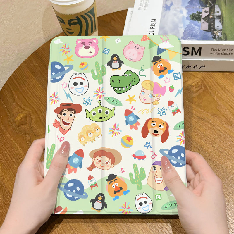 Dành Cho iPad Máy Tính Bảng Case2024air6 Pro11 Air3 / 4 / 5 10.9 10.5gen10th 2022Mini4 / 5 / 6 8.3 Air1 / 2 9.7gen7gen8gen9 10.2inch Phim Hoạt Hình Shin-chan Ba Gấp Túi Khí Bảo Vệ Có Khe Cắm Bút