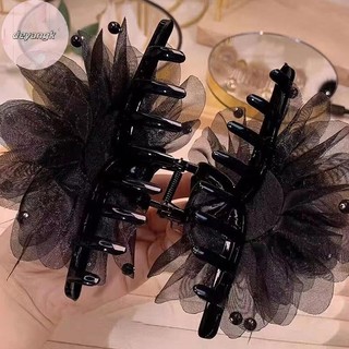 Deyangk Hàn Quốc Nữ Thời Trang Lưới Hoa Phụ Kiện Tóc Organza Ngọc Trai Đen Cầm Mũ VN