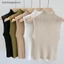 Basa Mùa Hè Hàn Quốc Nửa Cổ Rùa Rỗng Dệt Kim Áo Vest Nữ Màu Trơn Không Tay Slim Top BASD