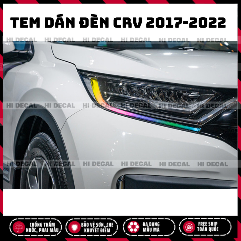 Tem dán đèn CRV 2017 - 2022, decal trang trí đèn CRV bền màu chống xước