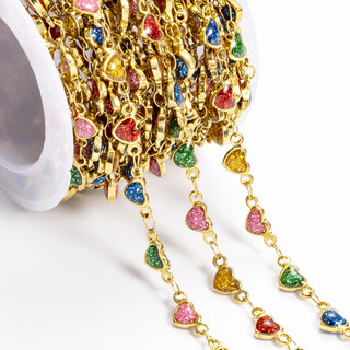 Dây chuyền tình yêu đầy màu sắc bằng thép không gỉ Dây chuyền vàng 18K Trang sức chuỗi hình trái tim tự làm