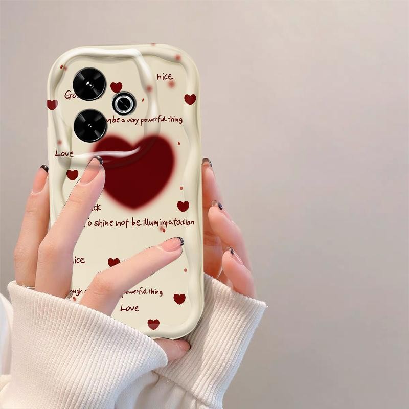 Vỏ Silicon Hoạt Hình Cho Redmi 13 / POCO M6 4G 3D Sóng TPU Mềm Dễ Thương Kem Cặp Đôi Cô Gái Thư Tình Thẩm Mỹ Ốp Điện Thoại Chống Sốc