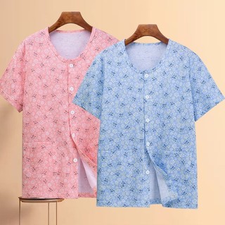 Người Trung Niên Người Cao Tuổi Ngắn Tay Áo Người Cao Tuổi Cotton Nguyên Chất Cardigan Mẹ Plus Béo Rời Cotton Quần Lót Nữ Mỏng Cardigan 401