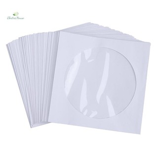 [Nhà Điện] Hộp Đựng Phong Bì Cửa Sổ Trong Suốt Túi Giấy Gấp Màu Trắng 10 / 50 Chiếc 12.5CM CD DVD Đĩa Giấy Tay Áo mới