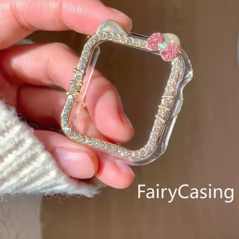 Vỏ PC cứng Diamand Kitten cho Apple Watch S11 S11 Ốp lưng Series 10 42 46mm 41 45mm 49mm 9 7 8 6 5 SE 40mm 44mm Vỏ bảo vệ