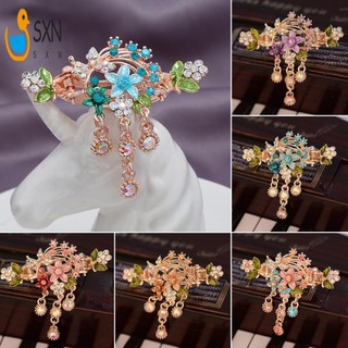 Hoa Lạ Mắt Vuốt Tóc Hàm Kẹp Pha Lê Chống Trơn Trượt Vintage Kẹp Tóc Với Kim Cương Giả Mặt Dây Chuyền Hàm Kẹp Barrette Phụ Kiện Dành Cho Nữ Cô Gái