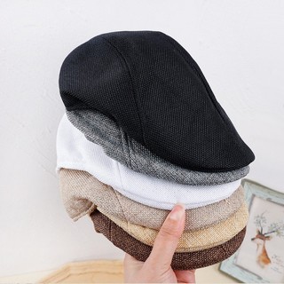 Vintage Nam Nữ Xuân Hè Vải Lanh Beret - Mũ Họa Sĩ Đạt Đỉnh Ngoài Trời Có Thể Điều Chỉnh Thoáng Khí