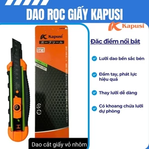 DAO CẮT (RỌC) GIẤY CAO CẤP VỎ NHÔM KAPUSI ĐEN VIỀN XANH SẴN 1 LƯỠI CẮT_K8755
