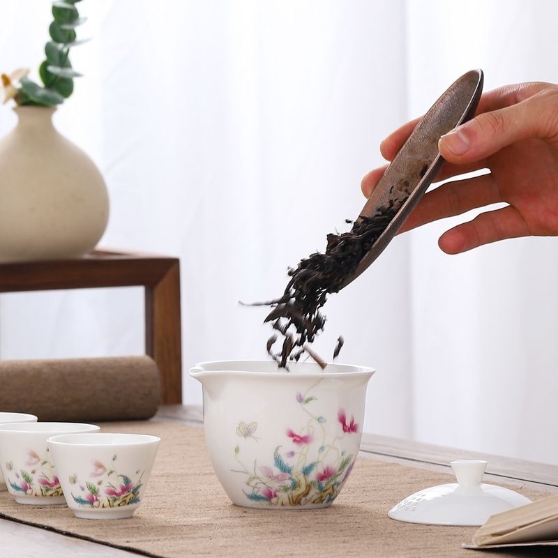 ✨Bộ trà du lịch Suet Jade & Một nồi Ba cốc & Túi xách tay & Ấm trà di động ngoài trời